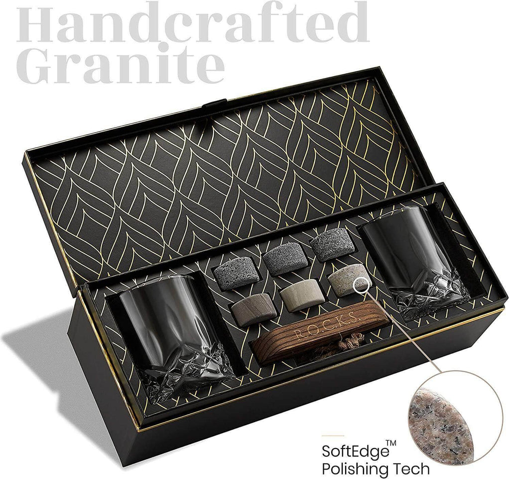 ROCKS Whiskey Chilling Stones - The Connoisseur's Set - Signature Whiskey Glass Edition